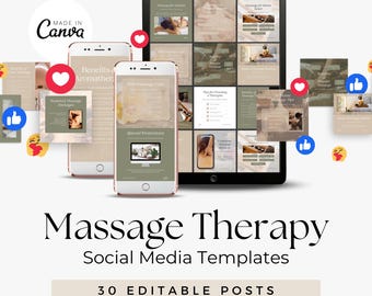Massage Therapy Instagram Posts | Spa Canva Templates | Esthetician and Spa Social Media Content | Done For You Wellness Content Marketing