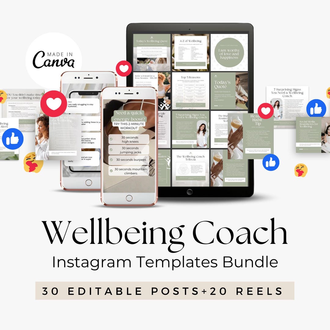 Instagram Template Bundle for Wellbeing Coaches | Done for You Canva ...