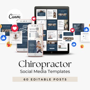 Chiropractor Instagram Templates | Wellness Clinic Social Media Posts | Chiropractic Clinic Editable Canva Templates | Health Content