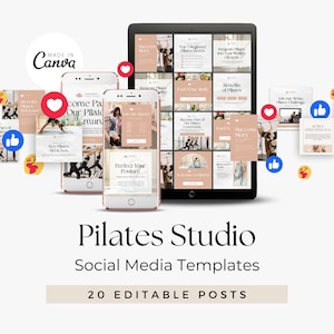 Pilates Instructor Instagram Templates | Pilates Studio Social Media Posts | Editable Canva Templates |Reformer Pilates Done For You Content