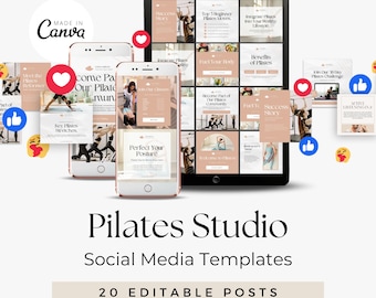 Pilates Instructor Instagram Templates | Pilates Studio Social Media Posts | Editable Canva Templates |Reformer Pilates Done For You Content