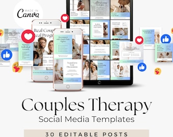 Social Media Templates For Couples Therapy | Relationship Coach Instagram Template | Couples Therapist | Editable Canva Instagram Templates