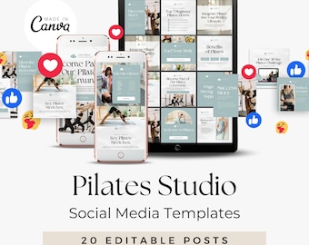 Pilates Instructor Instagram Templates | Pilates Studio Social Media Posts | Editable Canva Templates |Reformer Pilates Done For You Content