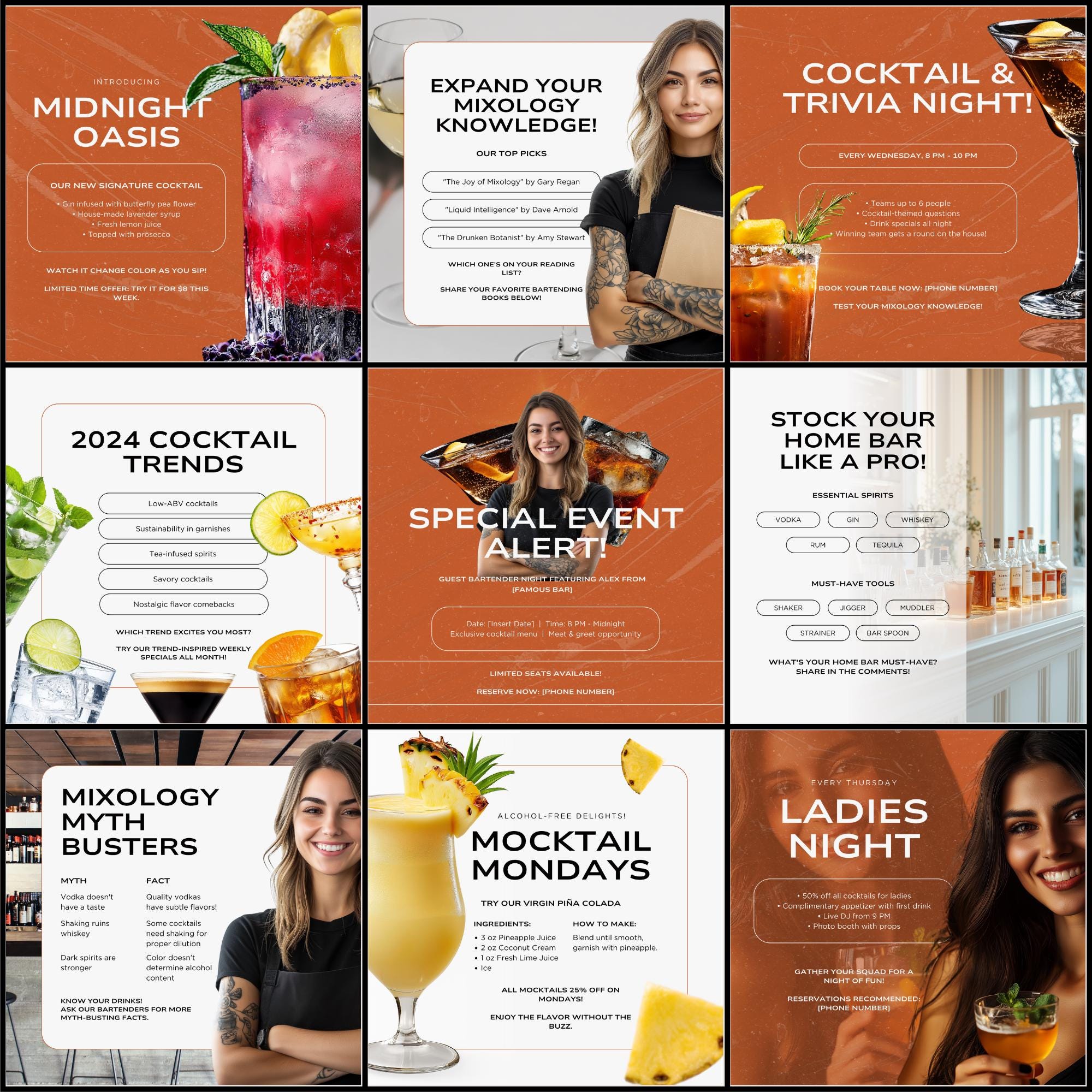 Bartender Social Media Posts | Editable Cocktail Content |bar Promotion ...