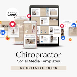Chiropractor Instagram Templates | Wellness Clinic Social Media Posts | Chiropractic Clinic Editable Canva Templates | Health Content