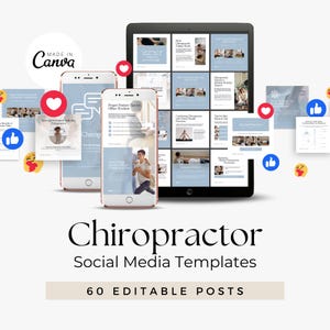 Chiropractor Instagram Templates | Wellness Clinic Social Media Posts | Chiropractic Clinic Editable Canva Templates | Health Content