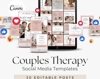 Social Media Templates For Couples Therapy | Relationship Coach Instagram Template | Couples Therapist | Editable Canva Instagram Templates