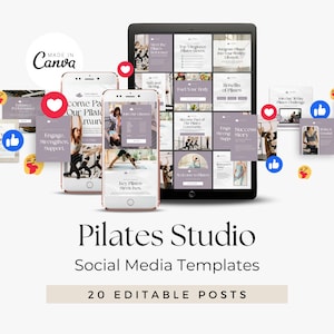 Pilates Instructor Instagram Templates | Pilates Studio Social Media Posts | Editable Canva Templates |Reformer Pilates Done For You Content
