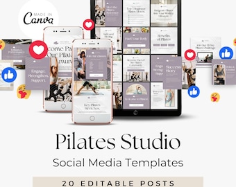 Pilates Instructor Instagram Templates | Pilates Studio Social Media Posts | Editable Canva Templates |Reformer Pilates Done For You Content