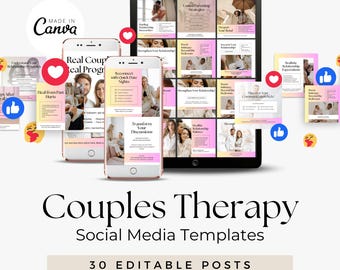 Social Media Templates For Couples Therapy | Relationship Coach Instagram Template | Couples Therapist | Editable Canva Instagram Templates
