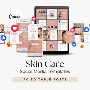 Skin Care Canva Template | Esthetician Instagram Posts | Skincare Content | Dermatologist Aesthetic Social Media Posts | Done For You Posts