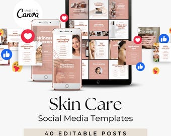 Skin Care Canva Template | Esthetician Instagram Posts | Skincare Content | Dermatologist Aesthetic Social Media Posts | Done For You Posts