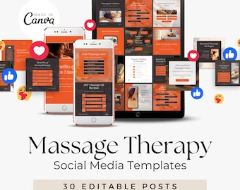 Massage Therapy Instagram Posts | Spa Canva Templates | Esthetician and Spa Social Media Content | Done For You Wellness Content Marketing