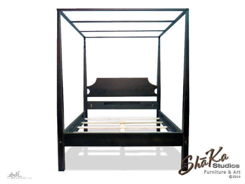 King Four Poster Canopy Platform Bed Black Bedroom Furniture Etsy