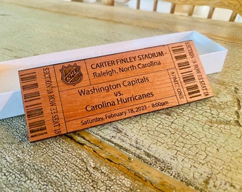 Commemorative Wooden Ticket for Concert sporting event wedding