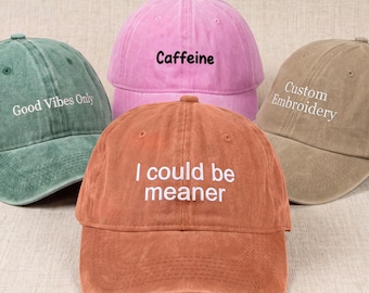 Custom Embroidered Text Hat, Personalised Vintage Cap, Unisex Retro Baseball Hat, Custom Dad Cap, Gift For Dad Mom