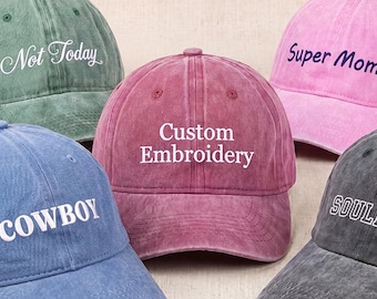 Personalised Vintage Cap: Custom Embroidered Text Baseball Hat, Unisex Monogrammed Hat