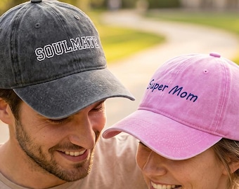 Personalized Embroidered Hat, Custom Text Baseball Cap, Washed Dad Cap, Vintage Baseball Hat, Unisex Monogrammed Hat, Gift for New Dad Mom