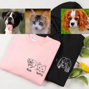 Personalized Dog Portrait Embroidered Sweatshirt,Custom Pet Face&Pet Name Hoodie,Custom Pet Portrait Sweatshirt from Photo,Dog Lover Hoodie
