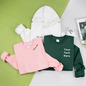 Custom Embroidered Sweatshirt-Personalised Text Hoodie,Custom Text Sweatshirt,Personalised Crewneck Sweater,Couples Matching Sweatshirts