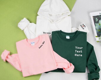 Custom Embroidered Sweatshirt-Personalised Text Hoodie,Custom Text Sweatshirt,Personalised Crewneck Sweater,Couples Matching Sweatshirts