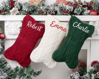 2025 Personalized Dog Bone Christmas Stocking, Custom Knitted Stockings With Name, Dog Christmas Stocking, Holiday Decor, Puppy Xmas Gift