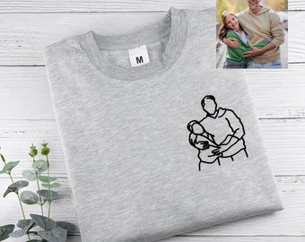 Personalized Embroidered Shirt from Photo-Custom Embroidered Portrait Sweatshirt,Custom Embroidered Dad Hoodie,New Dad Shirt,Gifts for Him
