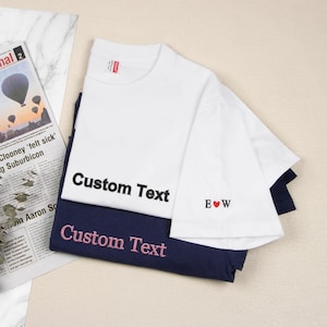 Personalized Embroidered T-Shirts-Custom Text Shirt,Custom Embroidery Tee,Embroidered Crewneck T Shirt,Unisex Embroidered Tee,Couple Gifts
