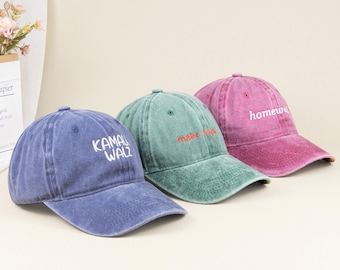 Custom Text Baseball Cap-Personalized Embroidered Hat,Custom Washed Dad Cap,Unisex Baseball Hat,Sorority Hat,Bachelor/Bachelorette Party Hat