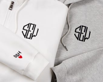 Custom Monogrammed Full Zip Hoodie-Personalized Embroidered Zipper Jacket,Monogram Embroidered Sweater,Custom Zip Up Hoodie,Monogram Jacket