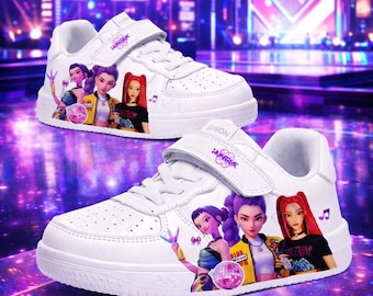 K-Pop Demon Hunter Kinderschuhe, K-Pop Anime inspirierte Kinder-Turnschuhe, kundenspezifische K-Pop inspirierte Grafik-Turnschuhe für Kinder, Geschenk für K-Pop-Fans.