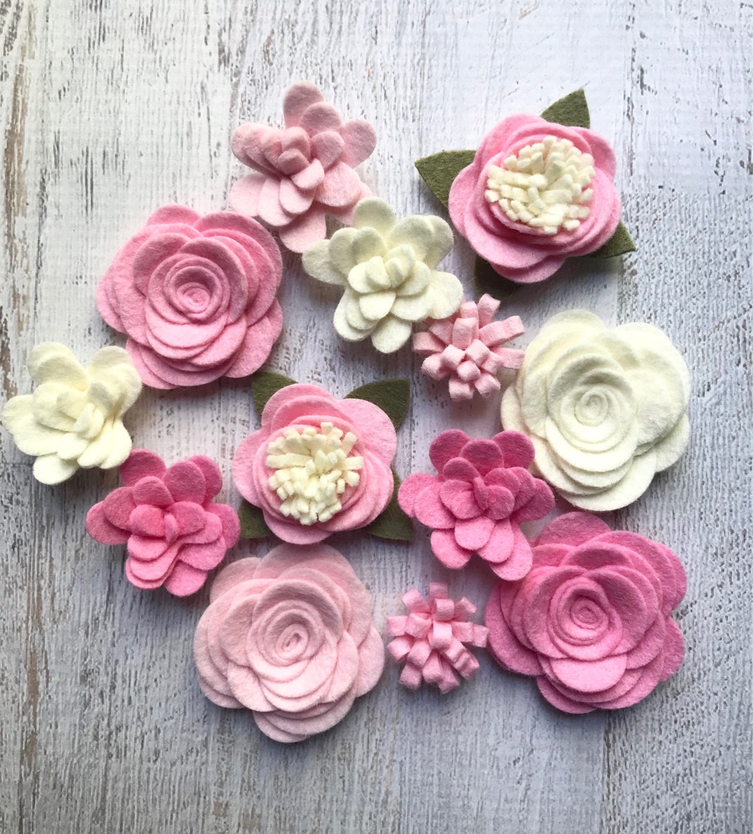 Wool Felt Fabric Flowers Simply Pink Collection Felt Flowers Valentines