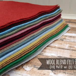 Wool Felt Sheets, Merino Wool, You Choose Size and Color - 10 - 9x12 or 5 - 12x18 - Flower Supplies - Felt Banners - Wool Blend Felt