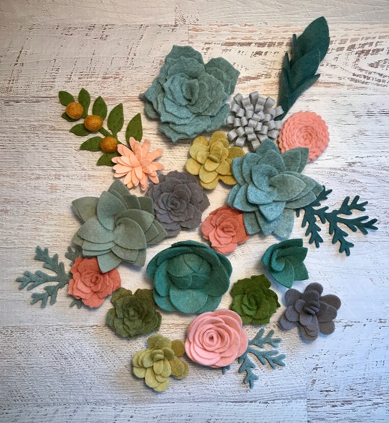 Felt Succulents / Felt Flowers / Loose Succulents / Blush Pink Etsy UK