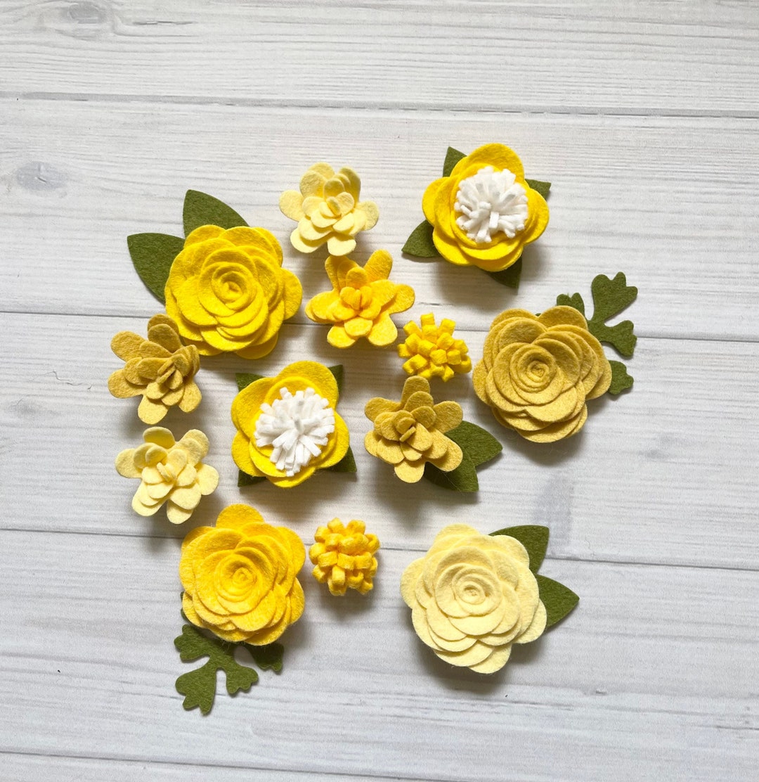 Wool Felt Fabric Flowers Simply Yellow Collection Felt Flowers Summer