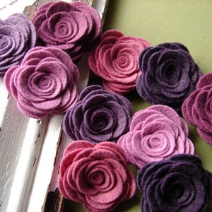 Wool Blend Felt Fabric Flowers Large Posies Vineyard Collection Felt Flowers image 2