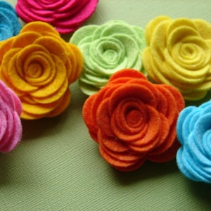 Wool Felt Flowers Tropical Large Posies The Original Wool Felt Posies Bright Colors Summer image 2