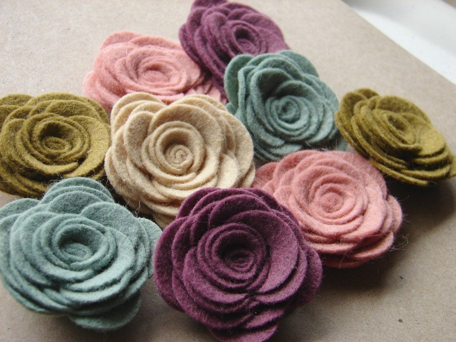 Wool Blend Felt Flowers Large Posies Cottage Collection Etsy