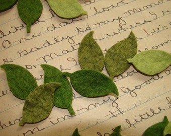 Wool Felt Leaves, Mobile DIY, Die cut Leaves, 24 felt leaves, 1 inch tall