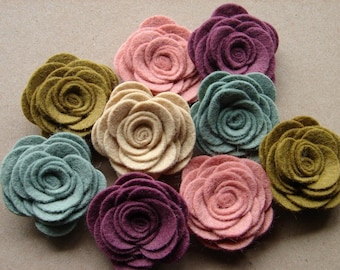 Wool Blend Felt Flowers Large Posies - Cottage Collection - The Original Wool Felt Posies