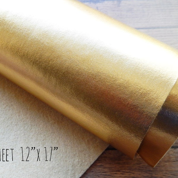 Gold Metallic Felt / Wool Felt Sheets 12x17 inches / Metallic Felt Sheets