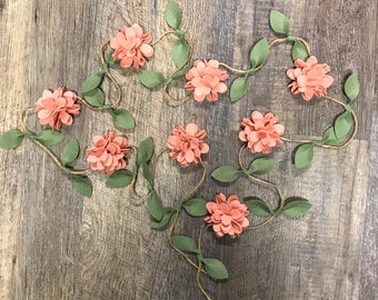 Felt Bloom Flower Garland, Spring, Blush Pink Wedding, Felt Garland, Home Decor, Felt Flower, Baby Shower, Wedding Shower, Pick your colors