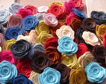 Wool Felt Flowers, LARGE Posies, Set of 20, You Pick Your Colors, Felt flowers, Felt Roses