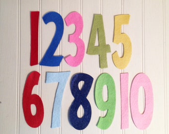 Wool Felt Number Die Cut Set - 4" Tall Skinny - Great for Learning