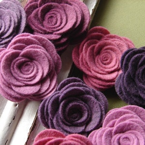 Wool Blend Felt Fabric Flowers Large Posies Vineyard Collection Felt Flowers image 3