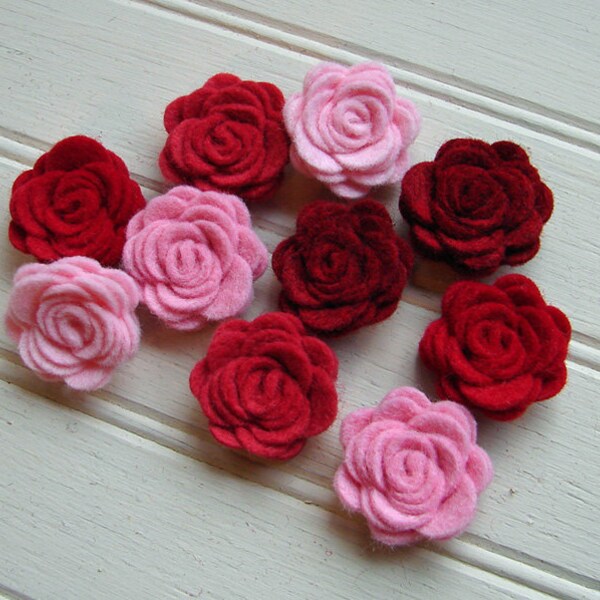 Wool Felt Flowers - Mini Valentine Posies - The Original Wool Felt Posies