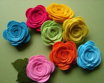 Wool Felt Flowers - Tropical Large Posies - The Original Wool Felt Posies - Bright Colors - Summer