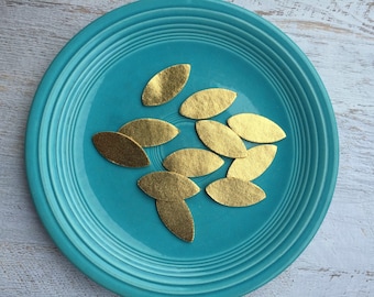 Wool Felt Metallic Gold Leaves - Great with Flowers - Felt Leaves - Gold Leaf