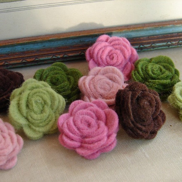 Wool Felt Flowers -  Mini Summer Hydrangea Posies - The Original Wool Felt Posies