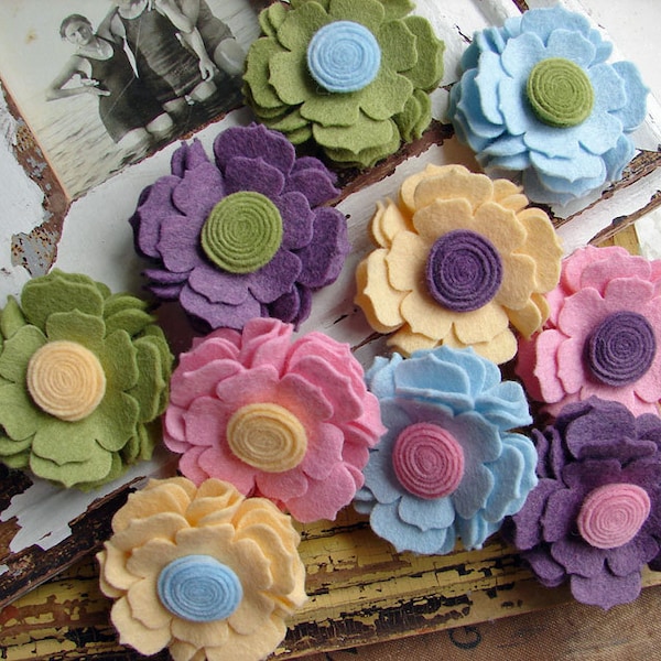 Wool Felt Flower - Spring Time Collection Blossoms- Dimensional Wool Felt Flowers